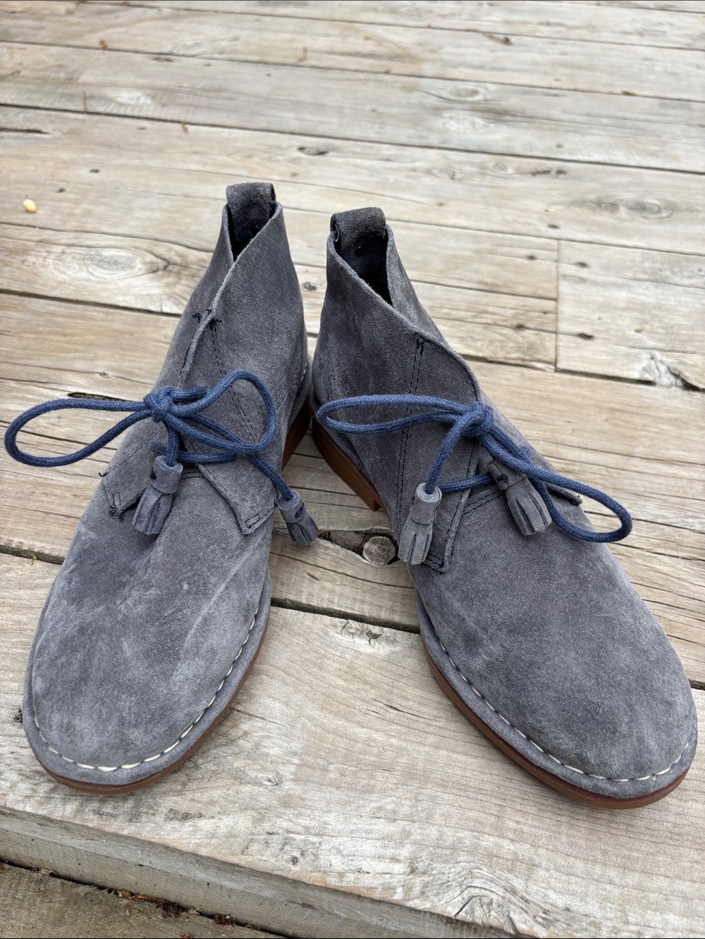 Hush Puppies Cyra Catelyn Smoke Gray Suede Lace Up Ankle Boots 6.5 - Picture 3 of 11